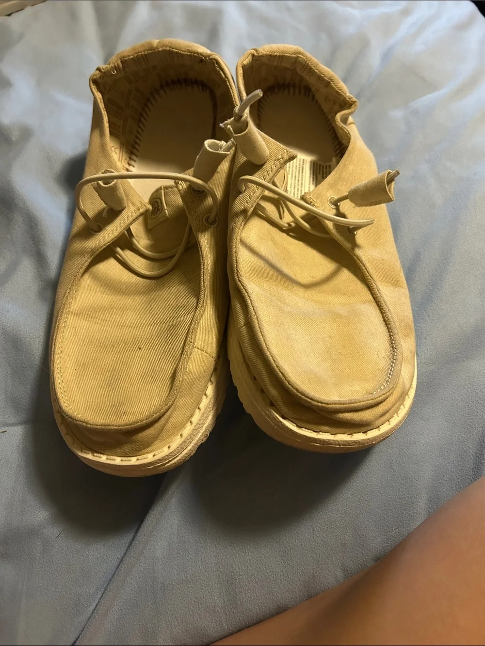Hey Dude Women's Tan Canvas Easy Slip-On Loafers